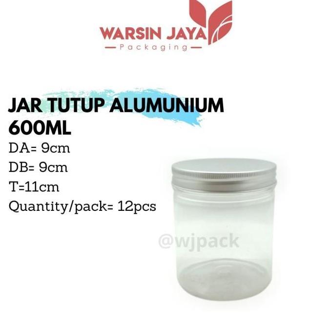 PLASTIK JAR 600ML TUTUP ALUMUNIUM