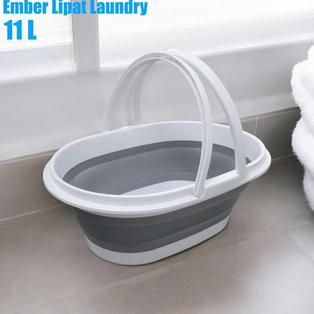 Ember Lipat 11 L Baskom Lipat Besar Portable Silikon Silicone Laundry