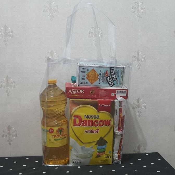 30x12x40 Tas mika jumbo transparan, Goodie bag mika jumbo, Tas sembako