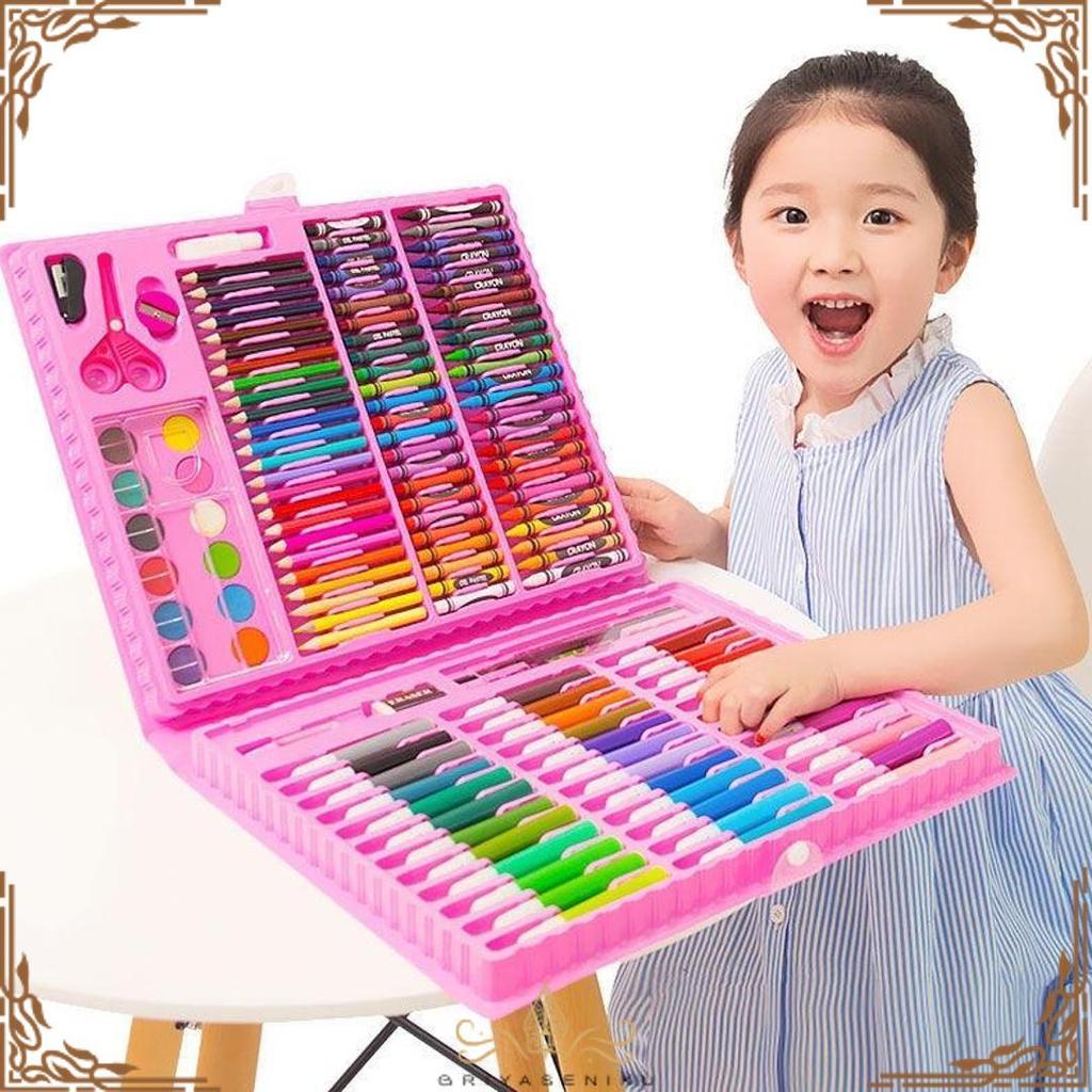 Bisa Cod Crayon Set Peralatan Gambar & Lukis Pensil Warna/ Art Set Isi 150 Pcs Kualitas Premium