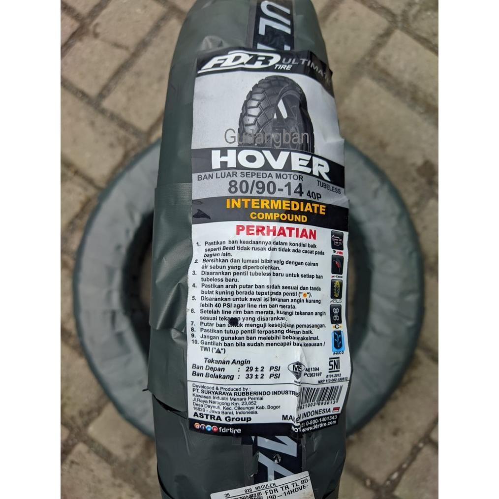 ( RING 14 ) FDR Hover Ultimate 80 / 90 -  14 Dual Purpose Ban motor semi trail Tubeless FREE PENTIL