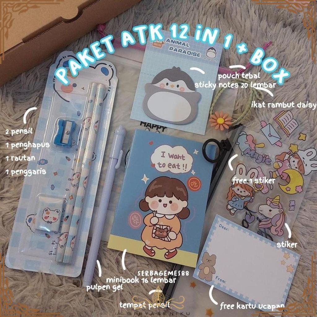 Exclusive Serbagemes88 - Alat Tulis Set 12 In 1 Lengkap / Stationery Untuk  Perlengkapan Alat Tulis 