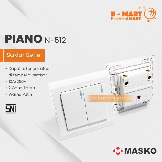 MASKO PIANO Saklar SERI N-512 / Saklar Ganda Saklar Double Minimalis