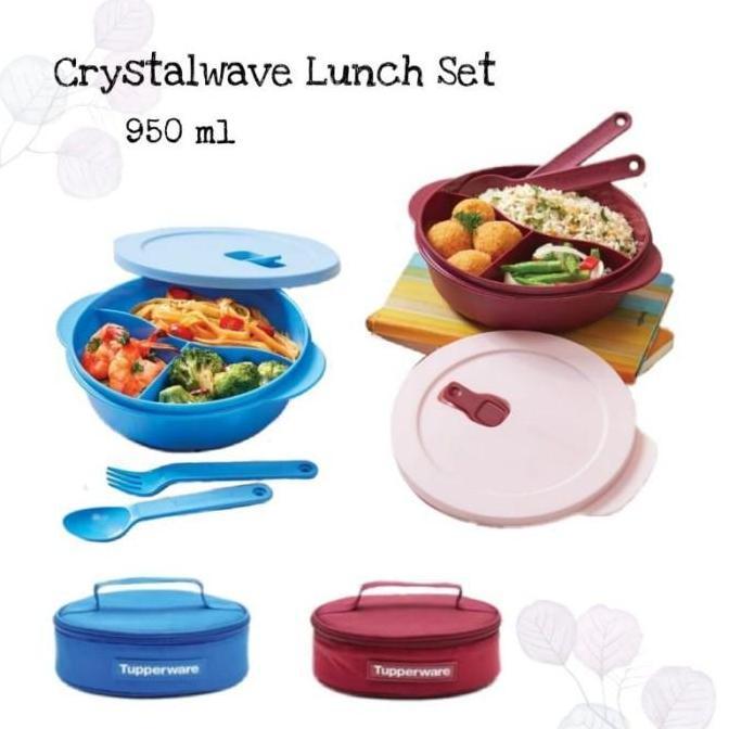 Tupperware crystalwave lunch box set tempat bekal makan free tas