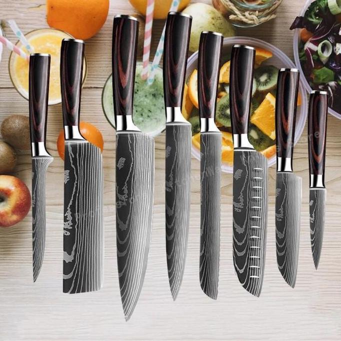 Pisau Dapur Daging Baja Damaskus Original Piso Chef Knife Super Tajam