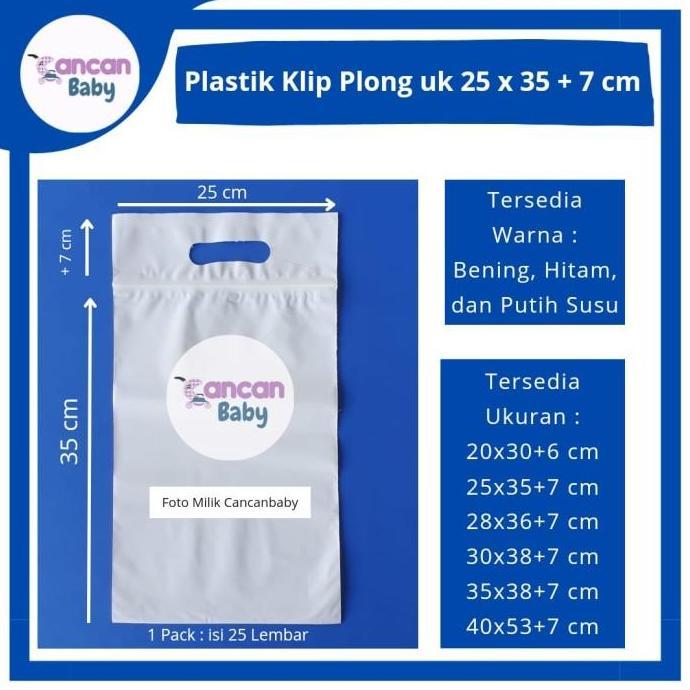 Plastik Ziplock 25x35+7 Putih Susu Klip Plong Pond Baju Garment Hijab