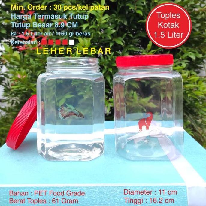 Toples Plastik Kotak Ikan Cupang 1.5 Liter Tebal