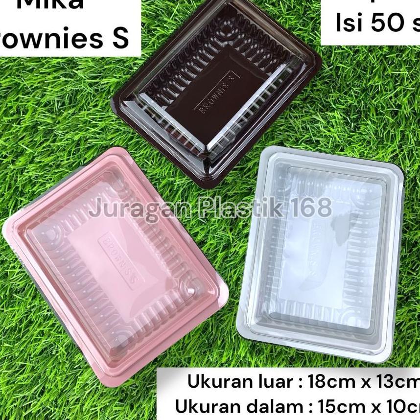 @50Pcs Mika Brownies S + Tutup - Tray Bento Kecil - Kotak Makan Nasi Kuning Kue Bronis Coklat Pink P