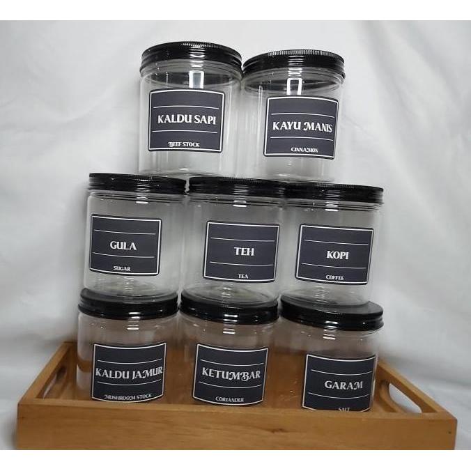 TOPLES BUMBU DAPUR/TUTUP HITAM/500ML/FREE LABEL/TEMPAT BUMBU DAPUR
