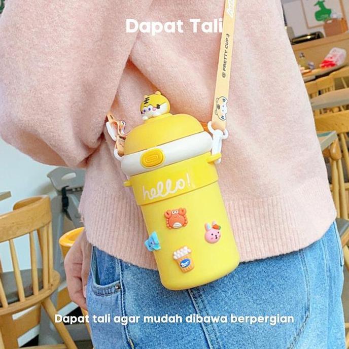 Either.id - Botol Minum Kaca Botol Minum Anak Karakter Lucu Tumbler Vacumm Flask Nice 500ml BPA FREE