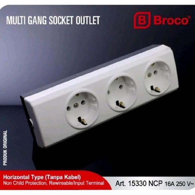 Denki- Stop Kontak Broco 1 2 3 4 5 6 Lubang Colokan Listrik Terminal Broco Sni