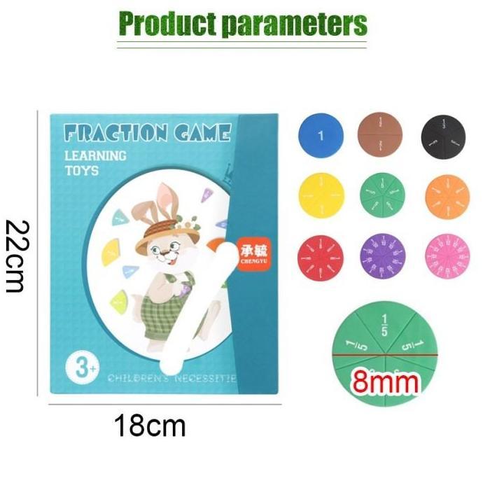 Fraction Game Magnetic Wooden Travel Toy Mainan Anak Belajar Pecahan