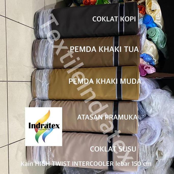 Lansungaja- ( Per 1 Meter ) Kain Twill Drill Polyester High Twist Intercooler Bahan Celana Rok Baju 