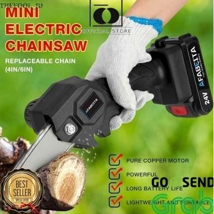 QUIR GERGAJI MESIN LISTRIK KAYU POHON MINI CORDLESS CHAINSAW BATERAI SENSO