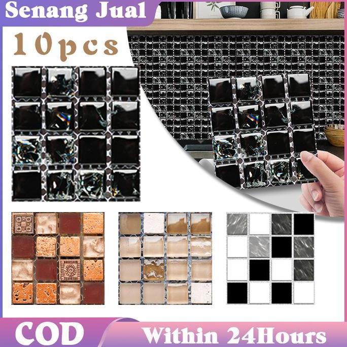 BAKUL 10Pcs Wallpaper Kamar Mandi Anti Air Sticker Lantai Kamar Motif Keramik