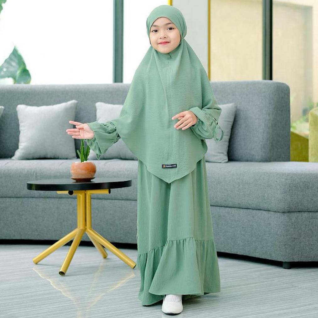 CUCI GUDANG SYAKILA KIDS-MEDINA SET GAMIS ANAK SYARI KHIMAR BERGO FREE CADAR BANDANA UNTUK USIA 2 SA