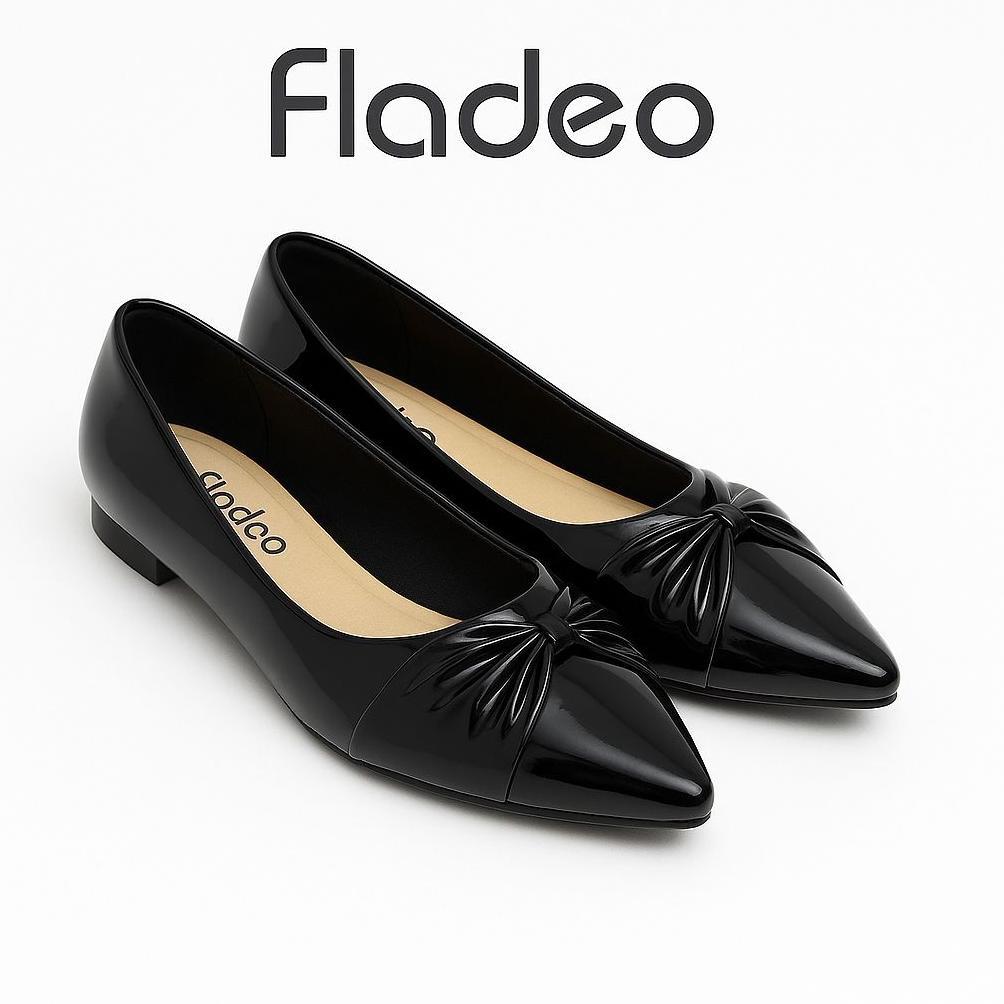 Grade Ori Sepatu Flatshoes Wanita Fladeo Terbaru Model Pita Untuk Kerja Hitam Tersedia Ukuran 37-41
