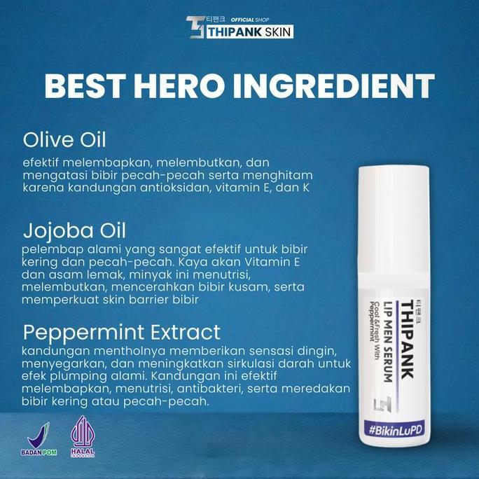 Utsukushi- (1 Pcs) Thipank Lip Serum Pria With Extrack Peppermint Lip Serum Cowok Terbaik Lip Serum 