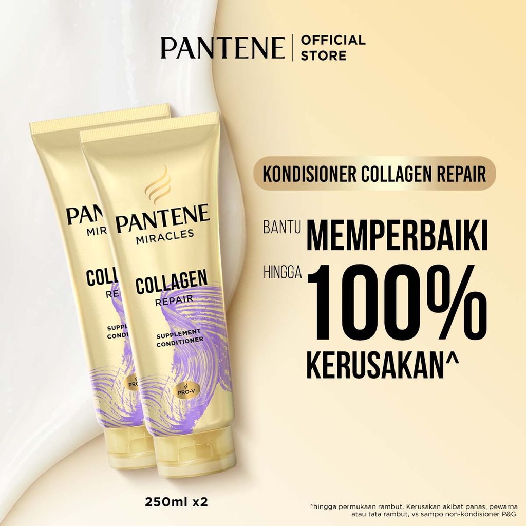 Pantene Conditioner Miracles Collagen Repair Daily Hair Supplement for Damage Care 250ml X2