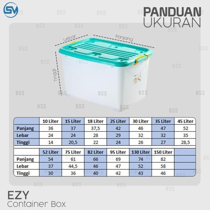 BSM BOX PLASTIK 52 LITER EZY / CONTAINER BOX EZY / KOTAK PENYIMPANAN