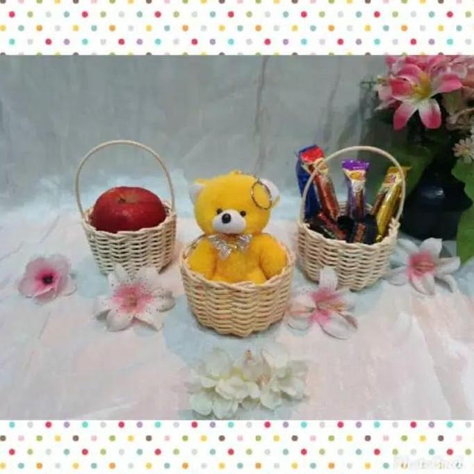 [K52S] Keranjang rotan kecil imut 9x6 cm telur parcel snack buah
