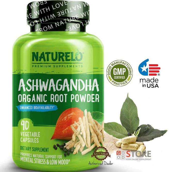NEW NATURELO - ASHWAGANDHA (ORGANIC ROOT POWDER) - 90 CAPSULES ORI