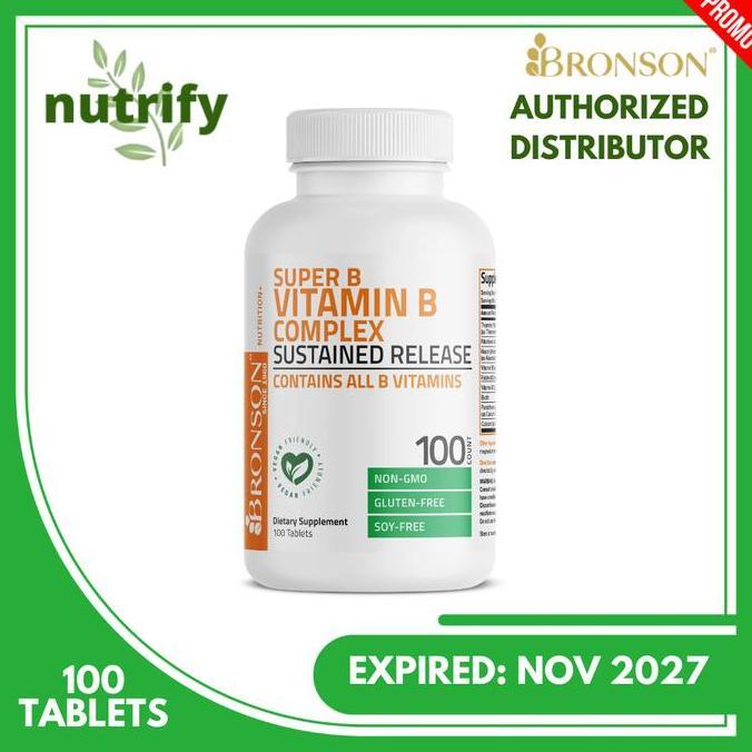 NEW BRONSON VITAMIN B COMPLEX SUSTAINED RELEASE 100 TABLET ORI