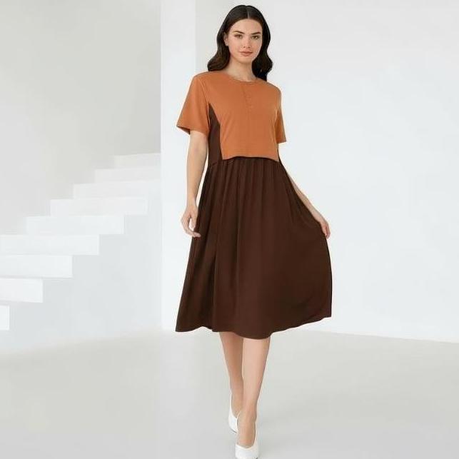 Kleid- Forever Sweet Dress Midi Aquila Dress Wanita Baju Casual Santai Cantik Nyaman