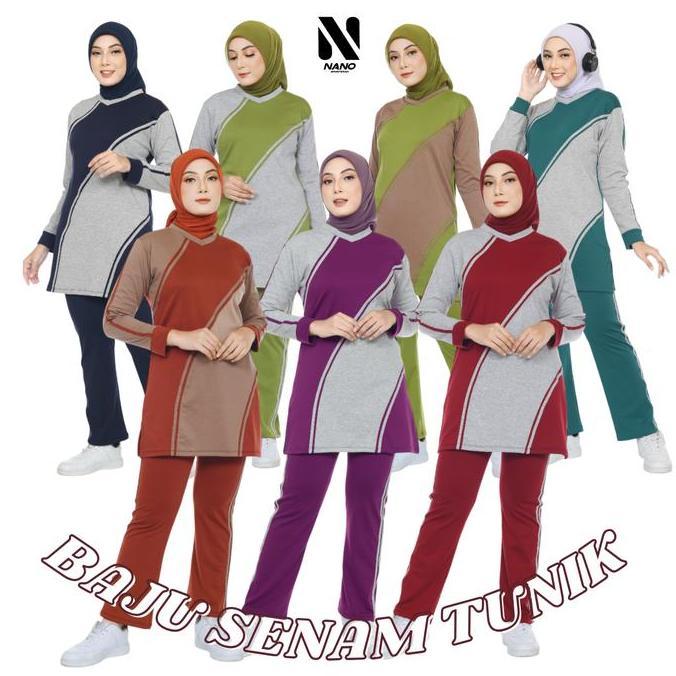 Heddosukafu- Nano Sportswear Baju Senam Muslim Wanita / Baju Senam Muslim Das Tunik / Baju Senam Wan