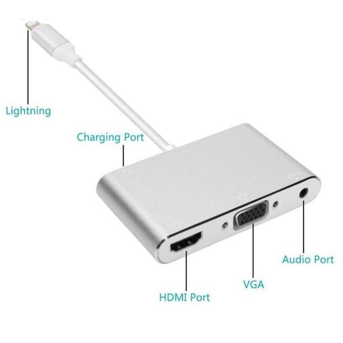 Kabel Lightning To Hdmi Ke Vga Audio Digital Av Iphone Ipad Sambungan Aarov Promo 0426A