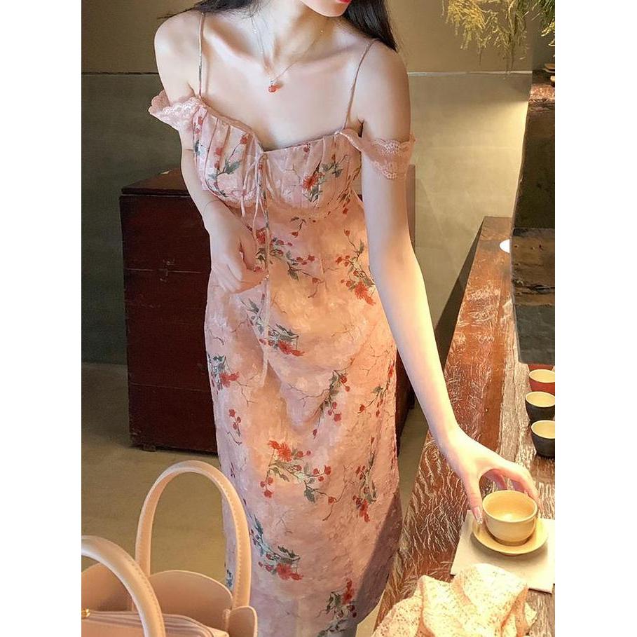 Kleid- 7838 Korean Fairy Dress Pink Wanita Party Dress Big Size Daily Dress Fashion Elegant Long Dre