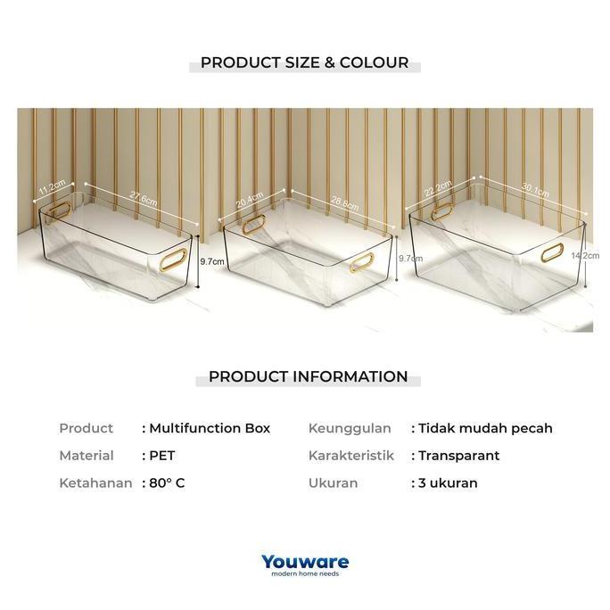 Ort- (Cod) Youware - Eleanor Box Acrylic / Wadah Serbaguna / Kotak Transparan / Organizer / Penyimpa