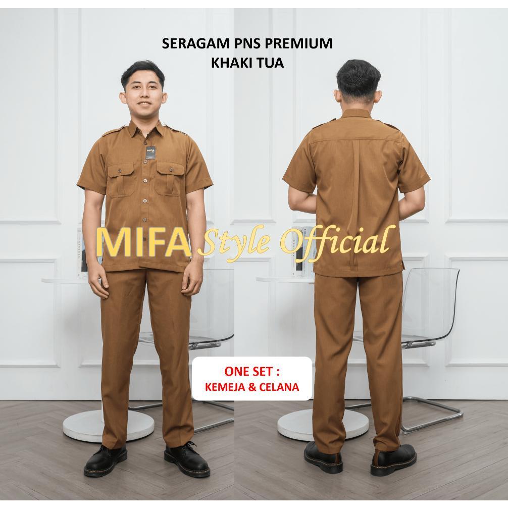 Bagus [Mifa Tailor] Seragam Pns Pemda Khaki Tua Pria Baju Pegawai Negeri Seragam Asn Baju Guru Pns P