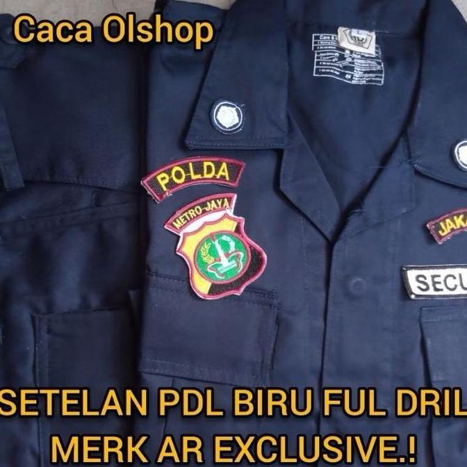 SETELAN PDL SATPAM SECURITY LENGAN PANJANG BAJU CELANA DAN BORDIRAN BAHAN KATUN DRILL TEBAL BERKUALI