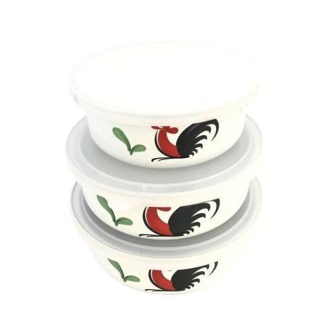 Kedaung Mixing Bowl Set 3pcs Ayam Jago - Mangkok Enamel LM