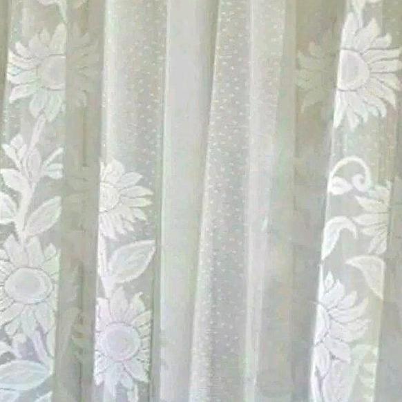Flmy- Vitrase Gorden Polos Murah Motif Bunga Tulip Plisket Plisket Curtain
