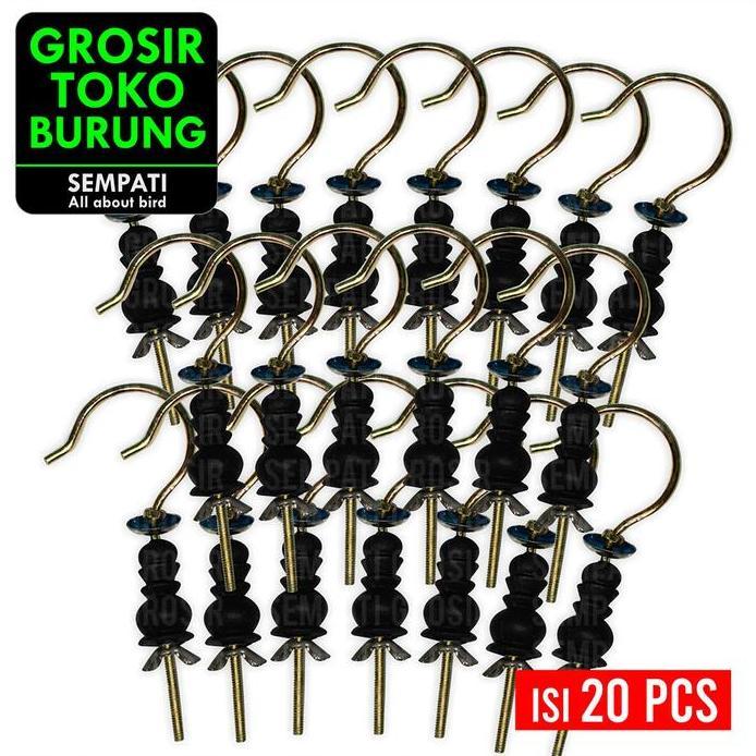 SEMPATI GROSIR Gantungan Sangkar Burung  Kawat Pion Plastik Isi 20 Pcs Gantungan Cantolan Sangkar Ka