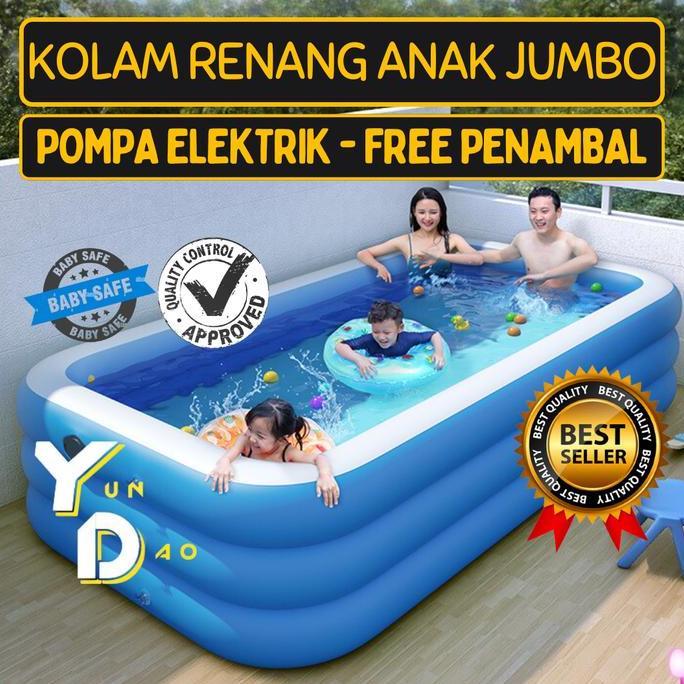 KOLAM RENANG KARET ANAK/DEWASA JUMBO KOLAM POMPA TIUP INFLATABLE POOL