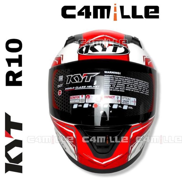 HELM KYT R10 #6 WHITE RED FULL FACE Motorcycle