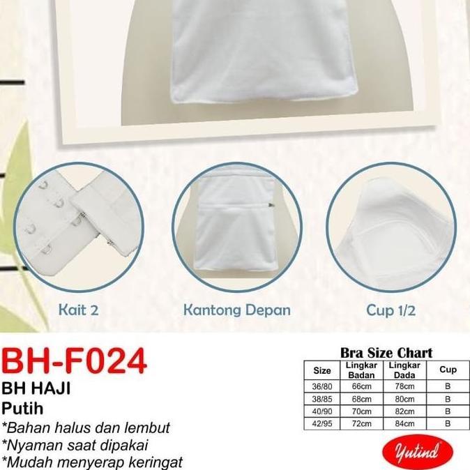 Bra Kantong Putih //  Bra Haji/Umroh // Bra Terbaru Tanpa Kawat,Khusus Putih/Yutind ( Kode F 024)