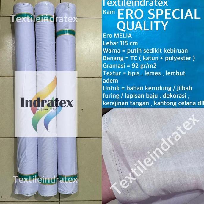 ( per 1 meter ) Kain ero erro hero katun SPECIAL QUALITY putih meteran lebar 115 cm bahan kerudung h