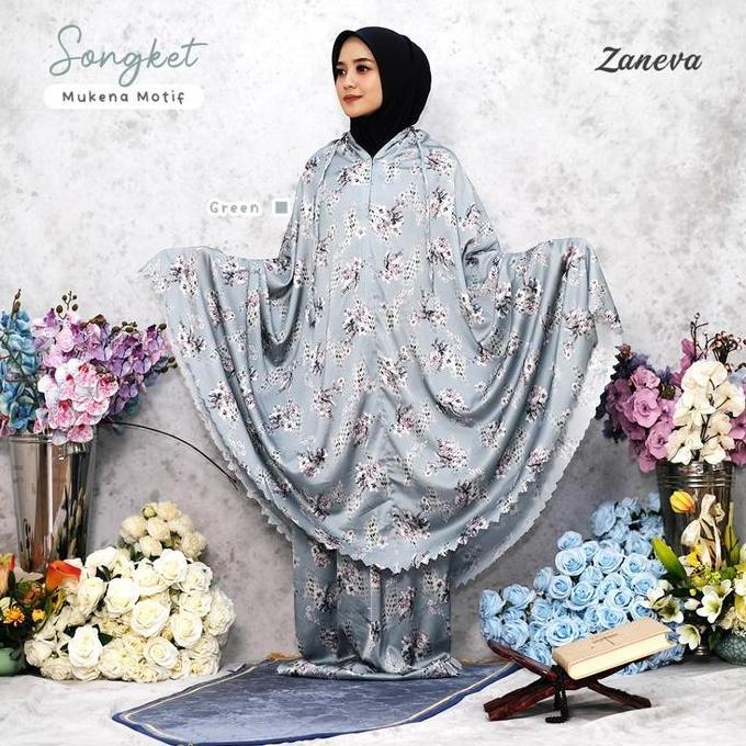 Zaneva - Mukena Motif Armany Silk | Aster | Songket by Zaneva Mewah Printing