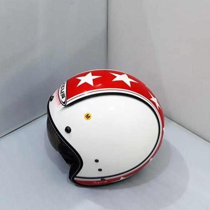 PROMO RAMADHAN Helm Zeus ZS-380 White K57 Red Half face Retro Helmet helm  retro  classic