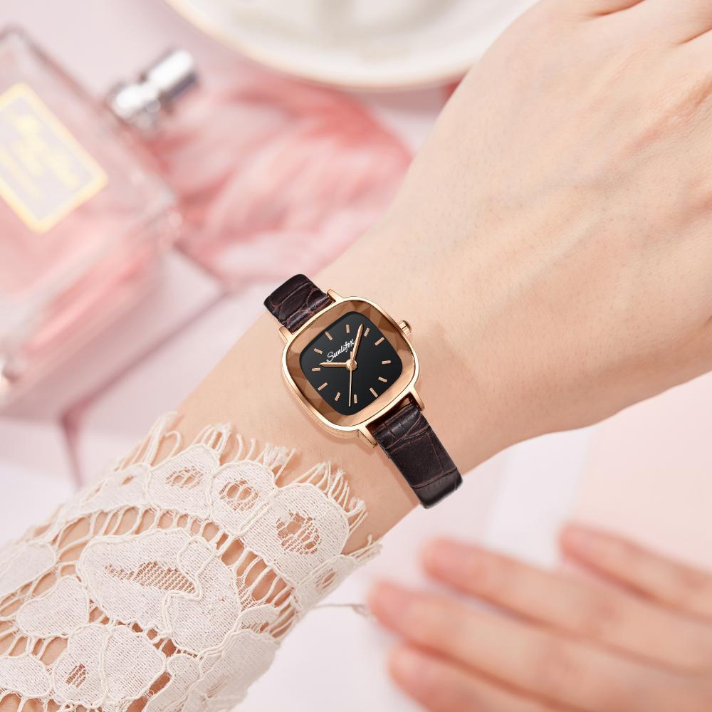 Sunlifex Jam Tangan Wanita 8003 Kuarsa Santai Anggun Jam Wanita Kecil Tali Kulit Jam Tangan Cewek