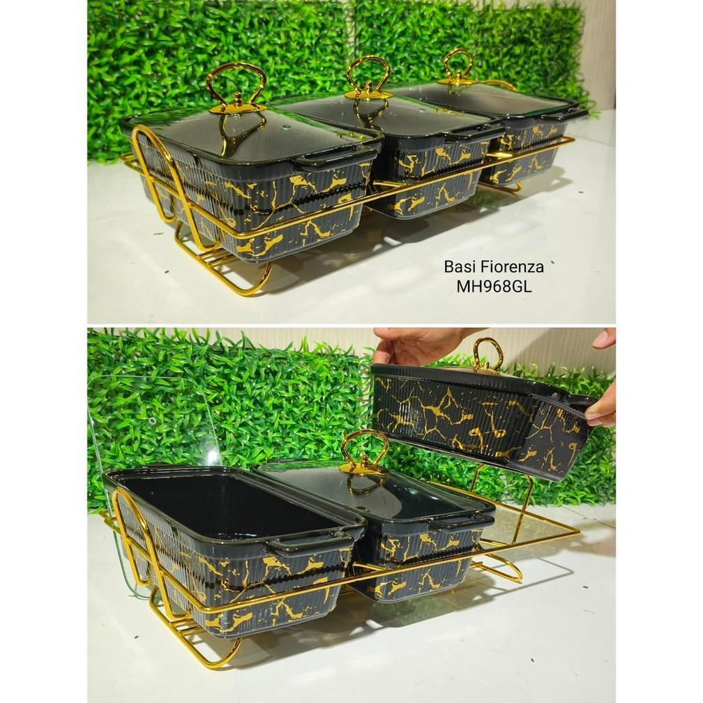 TERBARU 2026 Prasmanan Set Fiorenza 968GL Keramik Marmer Hitam