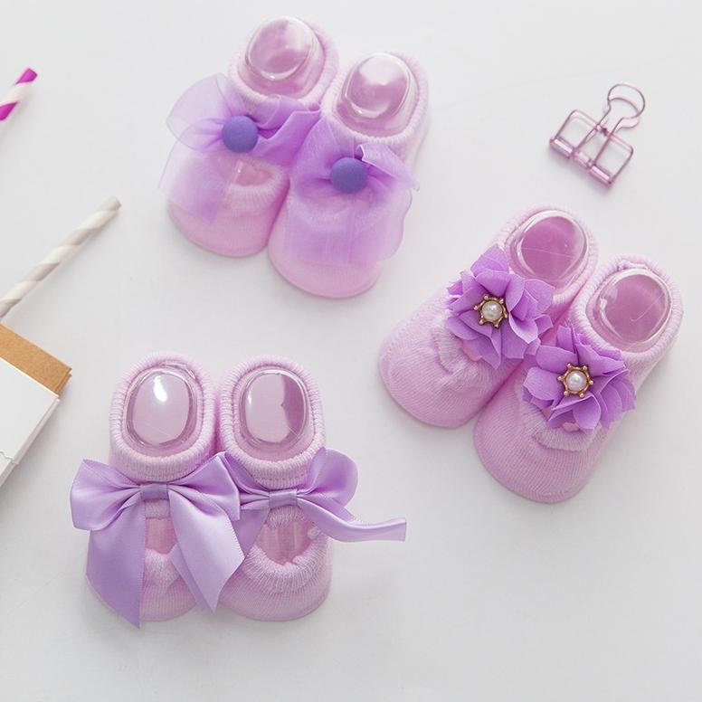 Terbaru A14 Kaos Kaki Bayi Perempuan Non Slip Anti Licin Kualitas Premium Motif 3 Jenis(0-9Bulan)