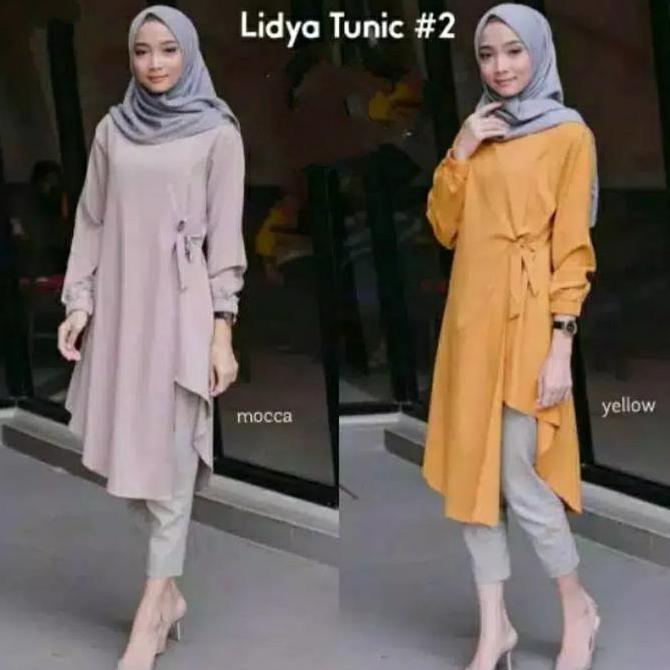 Uprelig- Lidya Tunik Hijab Muslim Atasan Wanita Kekinian Muslimah Fashion Wanita Baju Wanita Lembut 