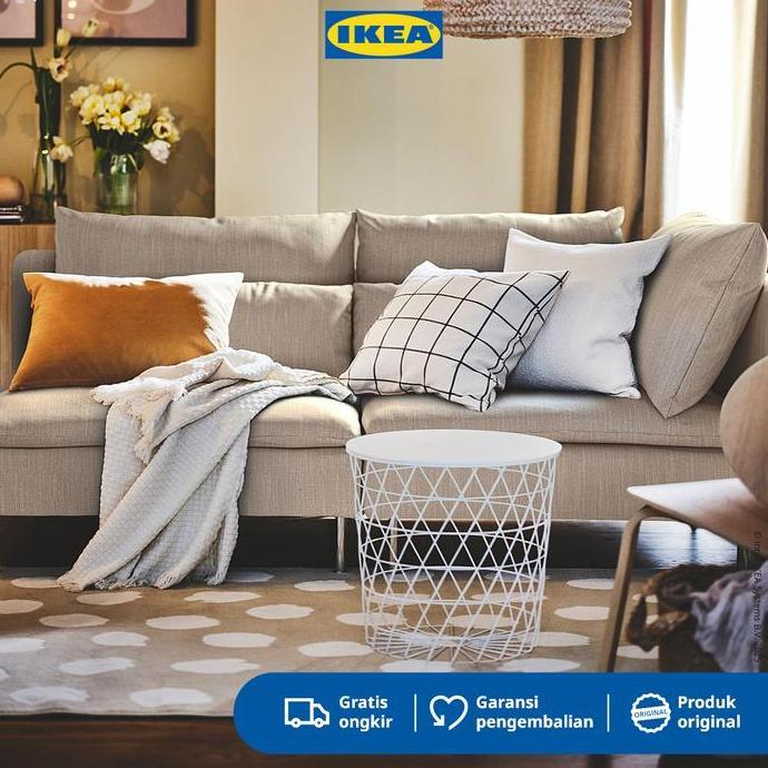 IKEA KVISTBRO Meja Penyimpanan Samping Sofa Putih Minimalis 44cm Furniture