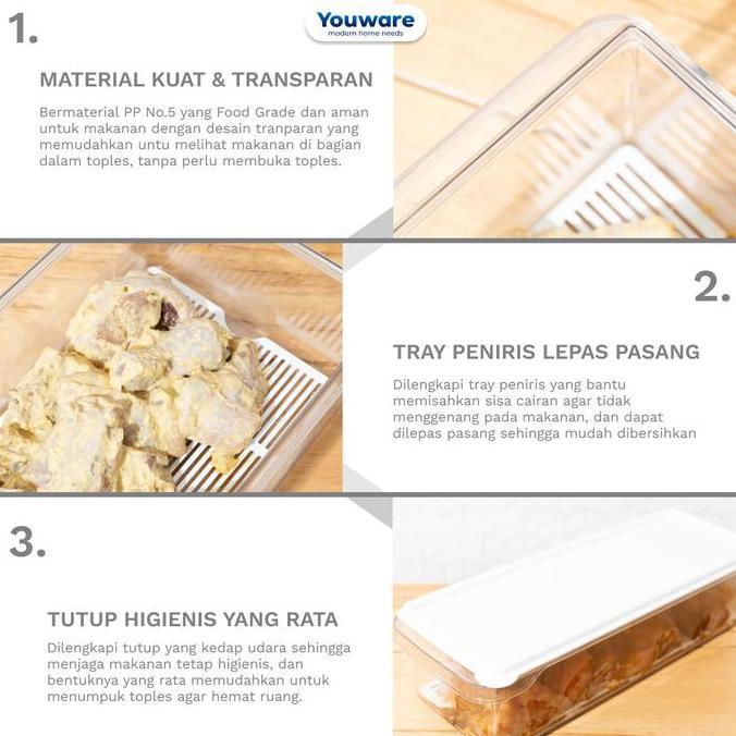 Taberu- Youware - Sylva Food Preparation (Termasuk Saringan) Bpa Free / Kotak Penyimpanan Makanan Ku