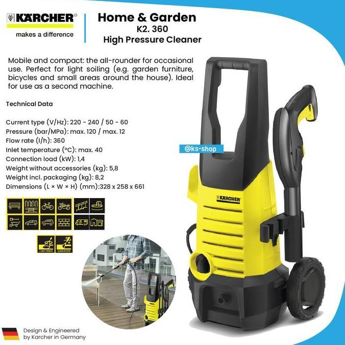 Karcher K2 360 High Pressure Cleaner | Pressure Washer K 2.360 - Karcher High Pressure Cleaner Flash